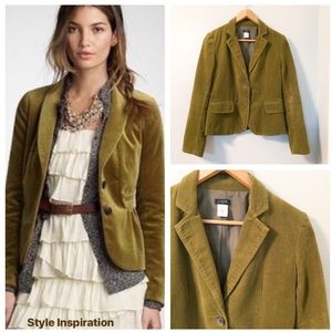 J. Crew Chartreuse Velvet Blazer